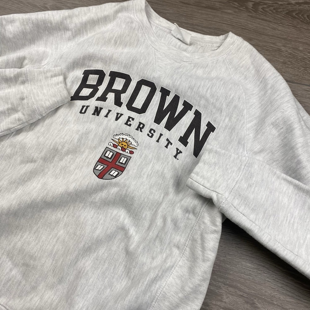 Champion Reverse Weave Pullover Sweatshirt Brown University Grey Small Read
